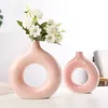 Nordic Vase Rund Hohl Keramik Donuts Blumentopf Home Wohnzimmer Dekoration Zubehör Innen Büro Desktop Dekor Geschenk 240105