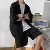 Ternos masculinos estilo coreano conjunto camisas e shorts verão streetwear manga curta superior combinando bottoms moda roupas de grandes dimensões homem