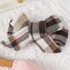 Girl Dresses Toddler Baby Girls Wool Plaid Ribbed Dress Princess Long Sleeve Knitted Bow Headband Children A-linen Outfits Clothing