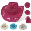 Berretti in tessuto rosa cappello da cowboy occidentale cavo per uomo donna estate all'aperto cowgirl spiaggia sole paglia Sombrero Hombre