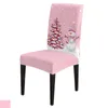 Chair Covers Christmas Snowman Snowflake Pink Cover Set Kitchen Stretch Spandex Seat Slipcover Home Decor Dining Room