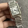 Nouvelle mode femmes montres mouvement à quartz argent or robe montre dame carré réservoir boîtier en acier inoxydable fermoir original analogique montre-bracelet décontractée montre R5Gk #