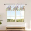 Vorhang, Aquarell-Eier, Osterblumen, Pflanzen, kleines Fenster, Tüll, durchsichtig, kurz, Wohnzimmer, Heimdekoration, Voile-Vorhänge