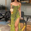Robes décontractées 2024 Automne Hiver Vêtements pour femmes Imprimé Sexy Dos nu Lace Up Slim Fit Sling Robe