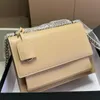 Bolso de diseñador Bolsos de mano para mujer Bolso cruzado Sunset Bolsos de mensajero de hombro de cuero para mujer Mochila con cadena de plata y oro negro Monedero suave