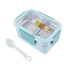 Bento Boxes Portatile in acciaio inossidabile per bambini Lunch Box Doppio strato Contenitore per alimenti per cartoni animati Contenitore per microonde Bento Box per bambini Picnic School YQ240105