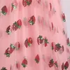 Casual klänningar kall axel för kvinnor sommar mode sexig jordgubbe sött mesh garn v-hals skjorta klänning