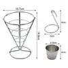 Kitchen Storage Fries Basket Potato Chip Holder Durable Metal Stand With Cup Cone Fry Sauce Dipper For Food