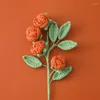 Decoratieve bloemen haak gebreide roos nep boeket kunstvaas thuis kamer tafel Valentijnsdag decor bloemstuk ornamenten
