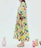 オーストラリアのデザイナードレスシルクミックスコットンプリントルーズフィッティングドレス