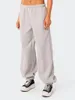 Calças femininas oversized sweatpants outono inverno mais veludo cor sólida cintura elástica solta lounge calças