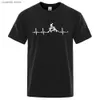 Herr t-shirts mountainbike hjärtslag rolig mtb smuts cykel män tshirt hip hop casual tops sommar gata t shirt överdimensionerad bomull kort ärm t240105