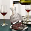 Lussuoso separatore di vino rotante Bicchiere di whisky rosso Bottiglia di vetro giroscopico Decanter rotante da 1500 ml con vassoio Strumenti bar da cucina 240104