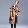 S-6XL Men Trench Coat Men's Lapel Trench Coat Double Breasted Jacka Long Spring and Autumn British Style Business Coats 240104