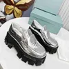 Schoen Monolith Metallic Loafer Designer Leer Dames Loafers Kristal Schoenen Platform Sneakers Zwart Wit Sliver Gold Trainer 91478 s s