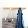 Hooks Solid Wood Wall Coat Rack Entrance Door Free Punching One-word Brass Hook