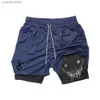 Men's Shorts Anime Berserk Running Shorts Men Fitness Gym Training 2 in 1 Sports Shorts Quick Dry Workout Jogging Double Deck Summer T240105