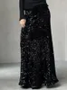 Skirts Shiny Sequined Skirt Women 2024 High Waisted Bodycon Robes Elegant Black Elastic Africa Ladies