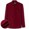 Abito camicia da uomo in velluto a coste retrò Casaul manica lunga nero rosso blu scuro 100% cotone vestibilità regolare morbida camicia per il tempo libero autunno comfort 240104