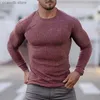 T-shirts pour hommes Printemps Tricoté Sports À Manches Longues Hommes Slim Fit Col Rond T-shirt De Course Hommes Automne Casual Gym Formation Bodybuilding Tees T240105