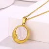 Hänge halsband rostfritt stål mån runda för kvinnor klassisk guldfärg triangel halsband romantik söt akryl smycken gåva