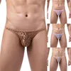 Cuecas masculinas rendas sexy briefs underpant cintura baixa malha flor u-convexo respirável dupla borda fina roupa interior sissy calcinha