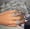 Lusso 100 argento sterling 925 5CT TAGLIO OVALE topazio bianco pietra preziosa anelli di fidanzamento per matrimoni set gioielli pavé di diamanti anello a fascia9003223