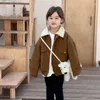 Giacche Abbigliamento per bambini Giacca corta imbottita in cotone con colletto in lana Inverno caldo casual alla moda per ragazzi e ragazze