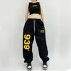 939 calças hiphop femininas senhoras calças de dança de rua jogging harajuku casual solto punk rock em linha reta perna larga calças streetwear y2k calça rua tendência macacão24