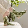 Women Socks Thermal Stockings Woman Green Small Fresh Brushed Thick Cotton Ladies Running Japanese Fashion Solid Color Wool Sock