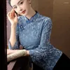 Ubranie etniczne duże rozmiar 4xl 5xl Cheongsam Top Soft Velor Qipao Kobiety Elegancki zestaw ubrań Tang Ulepszony kołnierz mandaryński Qipaos