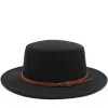 Pasek w stylu francuskim szerokim brzegi płaski górny czapkę dla kobiet jesienna zima brytyjska retro wszechstronna wełniana jazzowa kapelusz