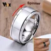 Sieraden vnox spinner roteerbare ring voor mannen vrouwen, 6/8mm solide glanzende matte trouwring, eenvoudige simpele casual klassieke retro broederlijke ring