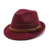 Chapeau Fedora à bord court, couleur unie, chapeau en feutre de Jazz classique, Fedoras Sombreros pour hommes et femmes, casquette de fête sur scène