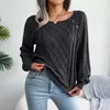 Women's Sweaters Women Square Neck Sweater Autumn Winter Casual Button Loose Split Pullovers Tops Female Long Sleeve Knitting Jumper