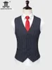 S-7XL Blazer Vest Pants Vertical Stripes Double Breasted British Style Men's kostym Brudgoms bröllopsparti Business Tuxedo 240104