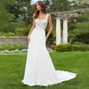 Stunningbride 2024 Vestidos de novia de sirena clásicos Sin mangas simples Túnicas de novia sexy Apliques de encaje Vestidos de novia elegantes con cuello cuadrado Bakcless