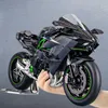 1 9 H2R Ninja lega pressofusa modello di moto giocattolo collezione di veicoli suono e luce fuoristrada autociclo giocattoli auto 240104