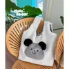 Doux Imitation lapin cheveux sac à bandoulière femmes confortable fausse fourrure en peluche sac à main mignon ours broderie fourre-tout sac Bolso 240104