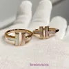 Tifannissm Designer Rings for women online store T family double t ring female Sterling Silver Plated 18k rose gold white Fritillaria shaped Have Original Box