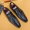 Scarpe brogue da uomo in vera pelle di mucca di design da matrimonio formale vino rosso nero con lacci a punta scarpe Oxford