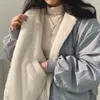 Estilo coreano más terciopelo engrosado en ambos lados para usar ropa de algodón de lana de cordero abrigo de mujer chaqueta de algodón con capucha de invierno 240104