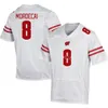 Équipe de football universitaire des Wisconsin Badgers Jersey College 8 Tanner Mordecai 18 Braedyn Locke 0 Braelon Allen 1 Chez Mellusi 6 Will Pauling 24 Hunter Wohler Personnalisé