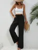 Women's Pants Khaki Wide Leg High Waist Women 2024 Spring Casual Drawstring Elastic Baggy Woman Thin Solid Color Sweatpants