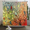 Estilo chinês flor e pássaros árvore cortinas de chuveiro cortina banho à prova dwaterproof água decoração do banheiro com ganchos impressão 3d 240105