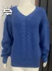 Sonbahar ve Kış Moda Kadınlar Örme Top Zarif Vneck Vintage Sıcak Mizaç Tavuk Jumper 240105