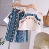 Clothing Sets Girls' Suit Summer Lace Embroidery Square Collar Doll Shirt Flower Skirt Two-Piece Set Girls Clothes