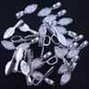 Components 200Pcs Silver Tone Leaf Metal Glue on Bail Tags Pendants Base Jewelry DIY Findings 26x8mm