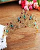 Vintage Gold Rhinestone Green Red Crystal Bridal Tiara Crown Handmade Noiva Diadem Headpiece Wedding Hair Jewelry Accessories JL T3261774