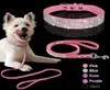 Guinzaglio regolabile per collare per cani cucciolo in pelle scamosciata Set morbido strass Piccoli cani medi Collari per gatti Guinzagli da passeggio Rosa Xs S M5784490